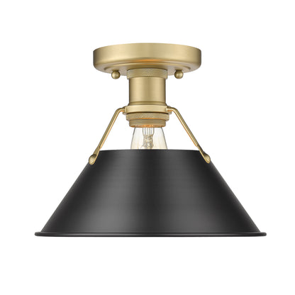 Orwell 1-Light Flush Mount in Brushed Champagne Bronze with Matte Black - - Golden Lighting