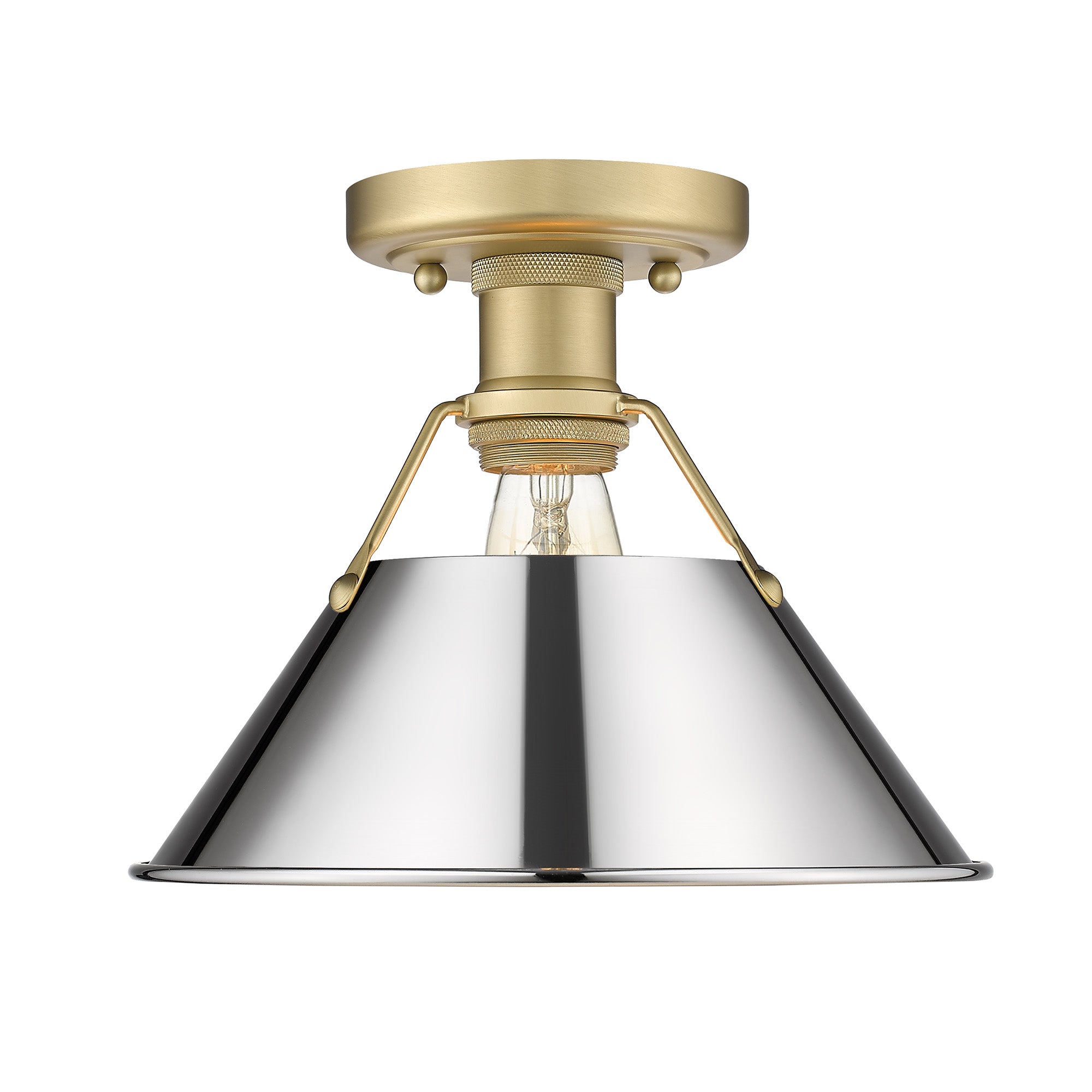 Orwell 1-Light Flush Mount in Brushed Champagne Bronze with Chrome - - Golden Lighting