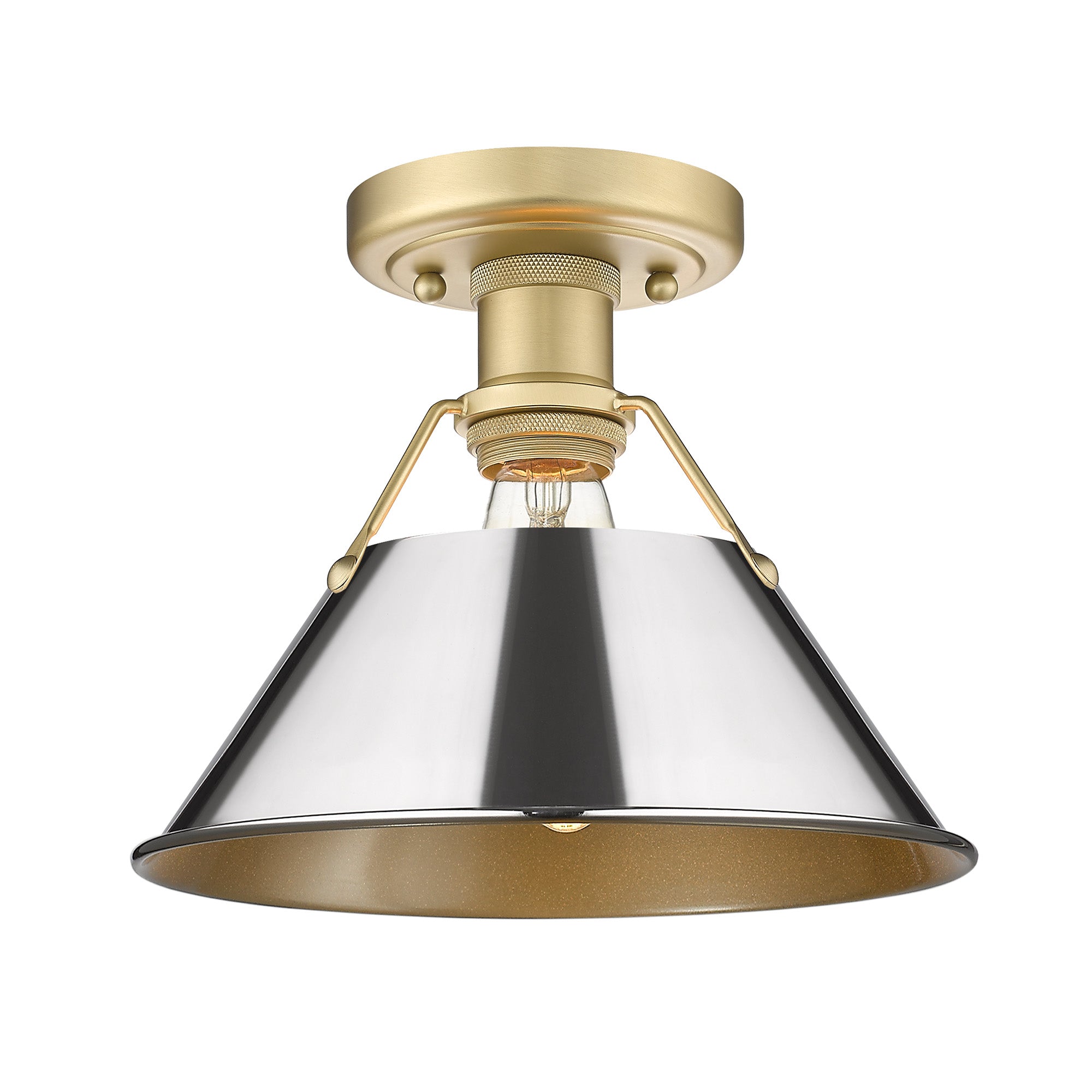 Orwell 1-Light Flush Mount in Brushed Champagne Bronze with Chrome - Brushed Champagne Bronze / Chrome / Silver - Golden Lighting