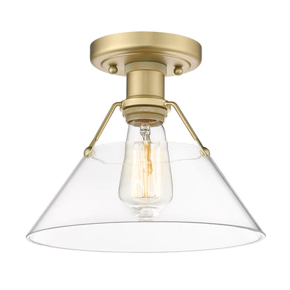 Orwell 1-Light Flush Mount in Brushed Champagne Bronze with Clear Glass - - Golden Lighting