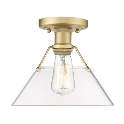 Orwell 1-Light Flush Mount in Brushed Champagne Bronze with Clear Glass - Brushed Champagne Bronze / Clear Glass / Clear - Golden Lighting