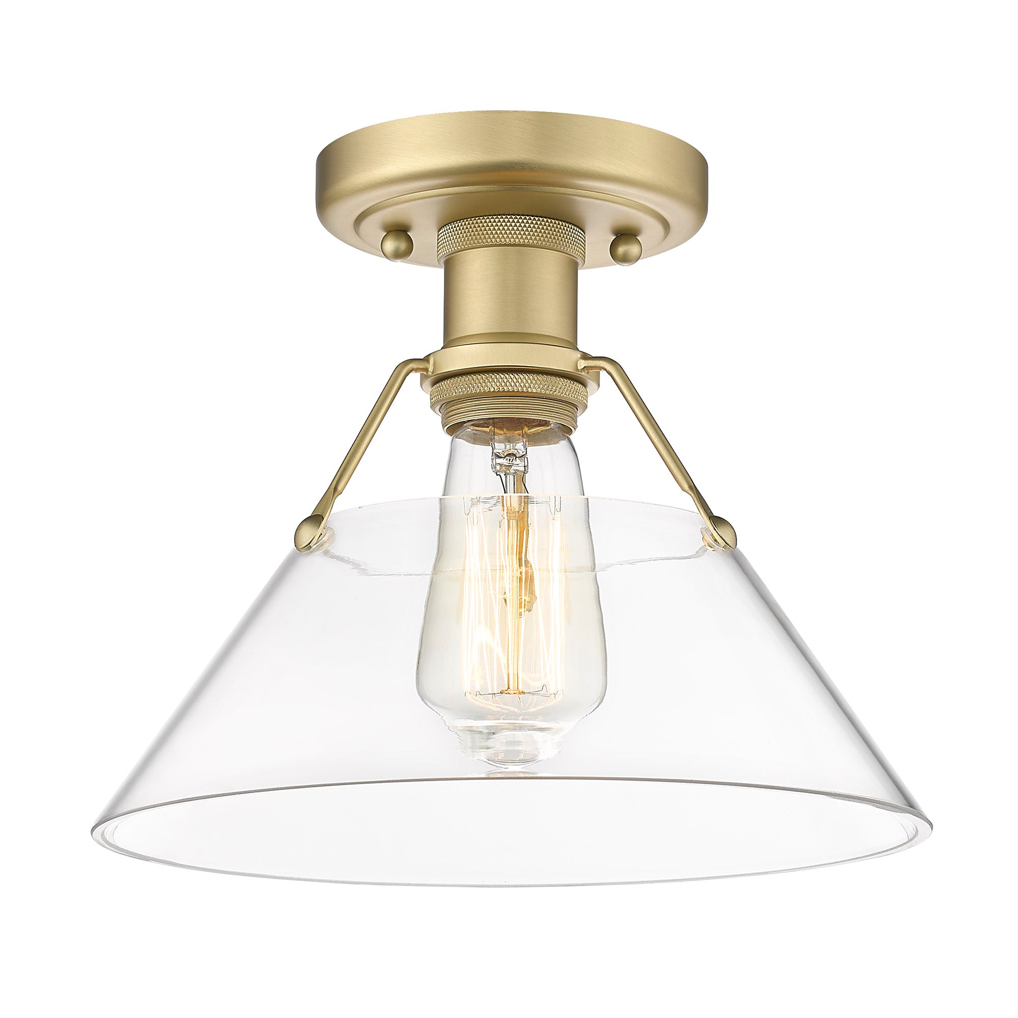 Yep by Golden Lighting Orwell 1-light Flush Mount in Brushed Champagne Brass and Clear Glass - Default Title - Golden Lighting