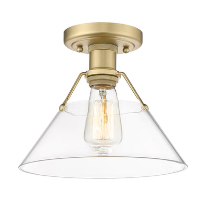 Yep by Golden Lighting Orwell 1-light Flush Mount in Brushed Champagne Brass and Clear Glass - Default Title - Golden Lighting