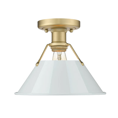 Yep by Golden Lighting Orwell 1-light Flush Mount in Brushed Champagne Brass and Dusky Blue shade - Default Title - Golden Lighting