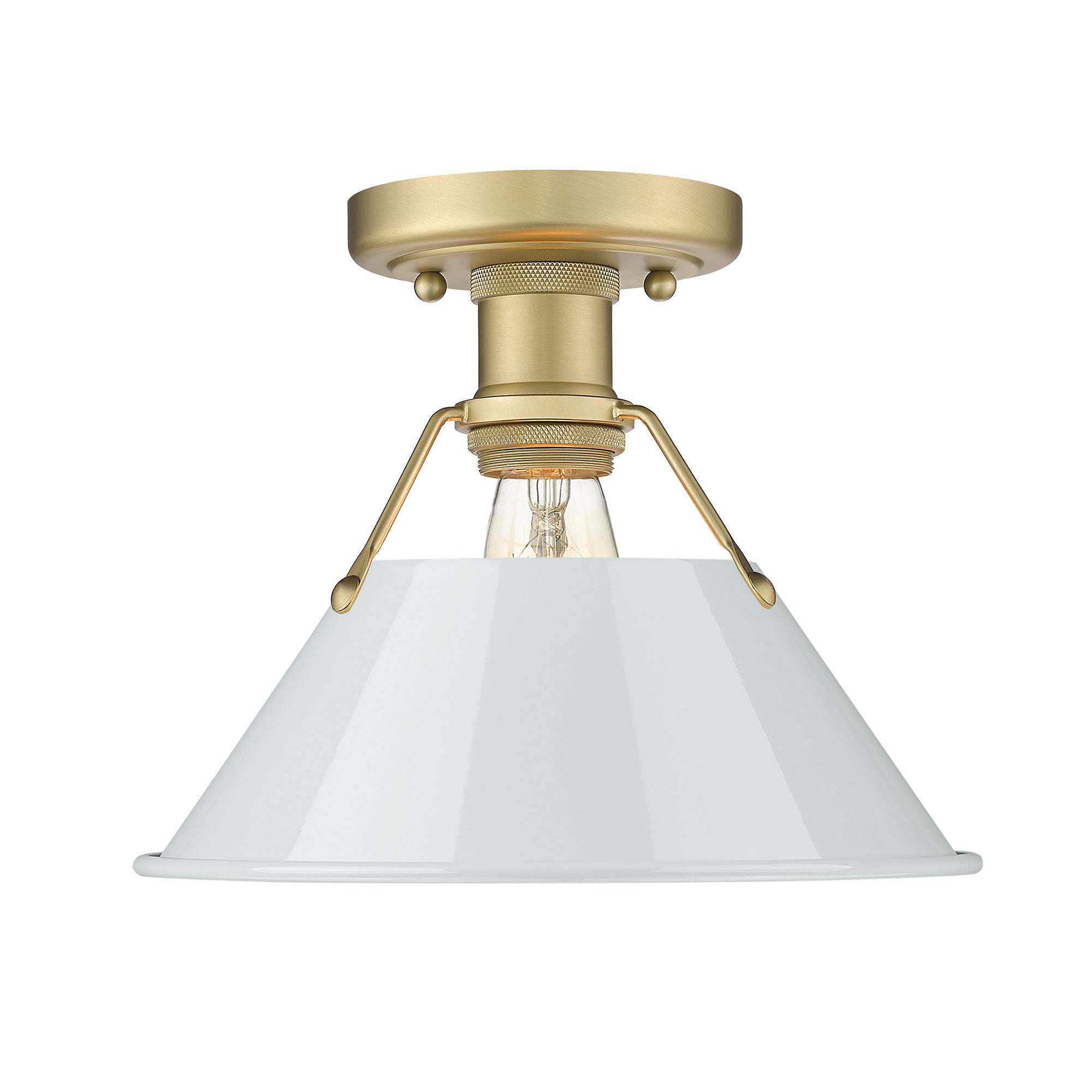 Orwell 1-Light Flush Mount in Brushed Champagne Bronze with Dusky Blue - - Golden Lighting