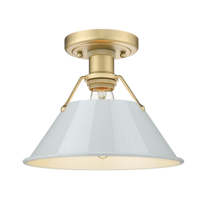 Orwell 1-Light Flush Mount in Brushed Champagne Bronze with Dusky Blue - Default Title - Golden Lighting