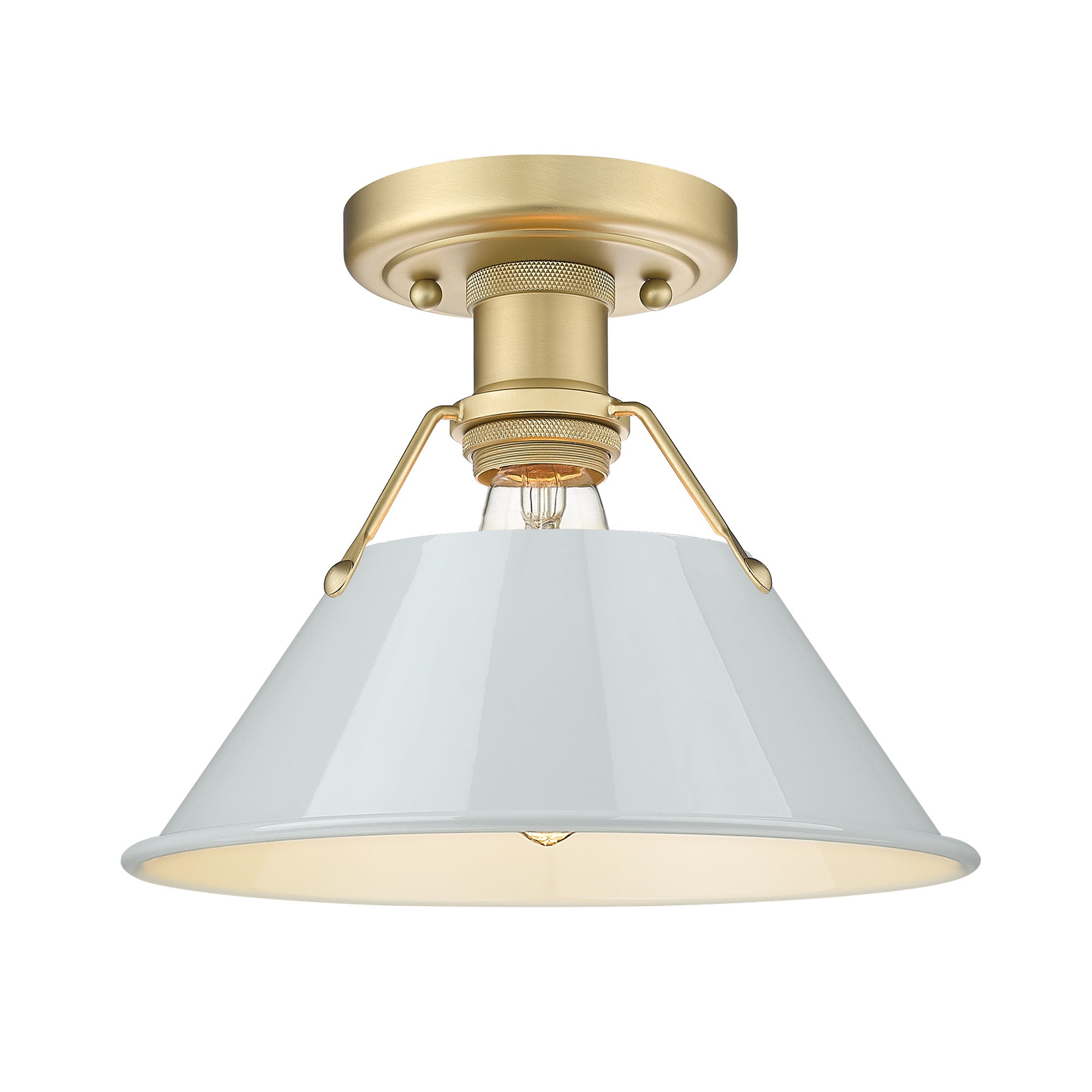 Orwell 1-Light Flush Mount in Brushed Champagne Bronze with Dusky Blue - Brushed Champagne Bronze / Dusky Blue / Blue - Golden Lighting