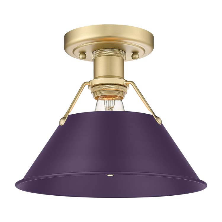 Yep by Golden Lighting Orwell 1-light Flush Mount in Brushed Champagne Brass and Exotic Purple shade