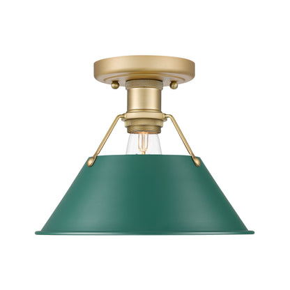 Yep by Golden Lighting Orwell 1-light Flush Mount in Brushed Champagne Brass and Pine Green shade - Default Title - Golden Lighting