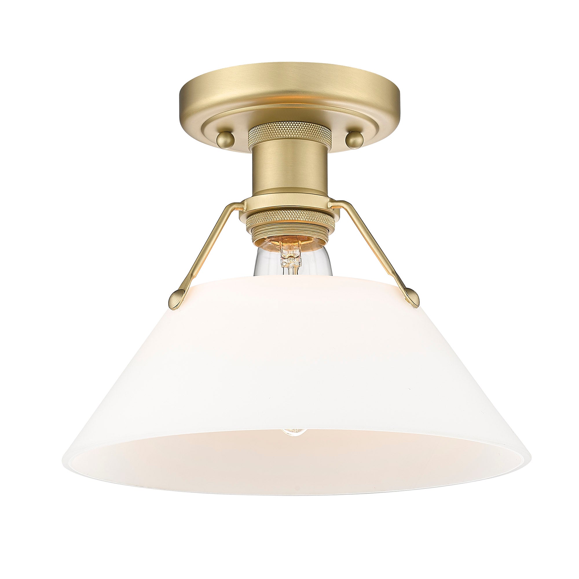 Yep by Golden Lighting Orwell 1-light Flush Mount in Brushed Champagne Brass and Opal Glass - Default Title - Golden Lighting