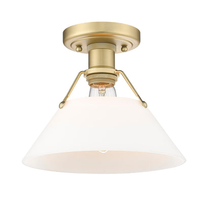 Yep by Golden Lighting Orwell 1-light Flush Mount in Brushed Champagne Brass and Opal Glass - Default Title - Golden Lighting