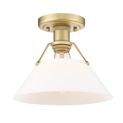 Yep by Golden Lighting Orwell 1-light Flush Mount in Brushed Champagne Brass and Opal Glass - Default Title - Golden Lighting