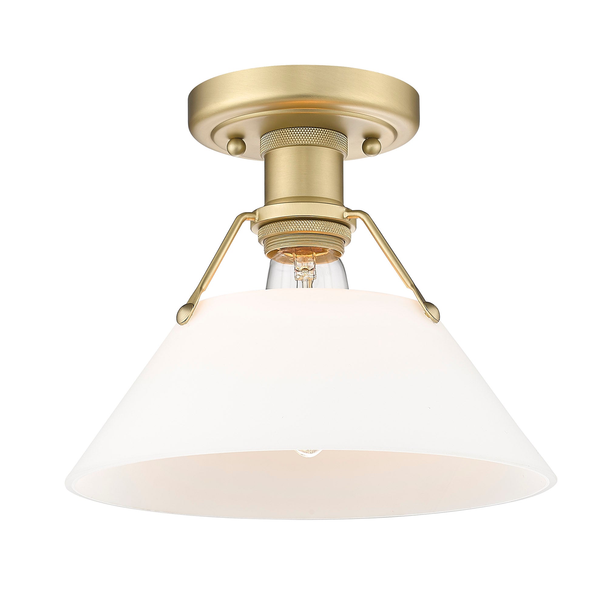 Orwell 1-Light Flush Mount in Brushed Champagne Bronze with Opal Glass - - Golden Lighting