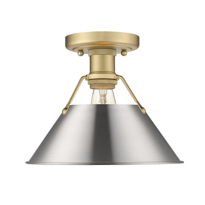 Yep by Golden Lighting Orwell 1-light Flush Mount in Brushed Champagne Brass and Pewter shade - Default Title - Golden Lighting