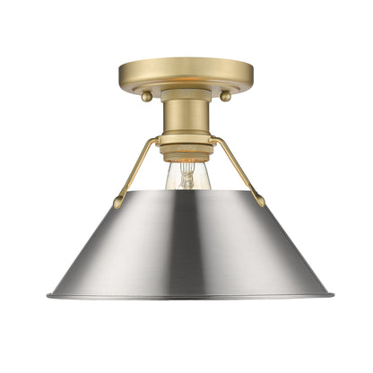 Yep by Golden Lighting Orwell 1-light Flush Mount in Brushed Champagne Brass and Pewter shade - Default Title - Golden Lighting