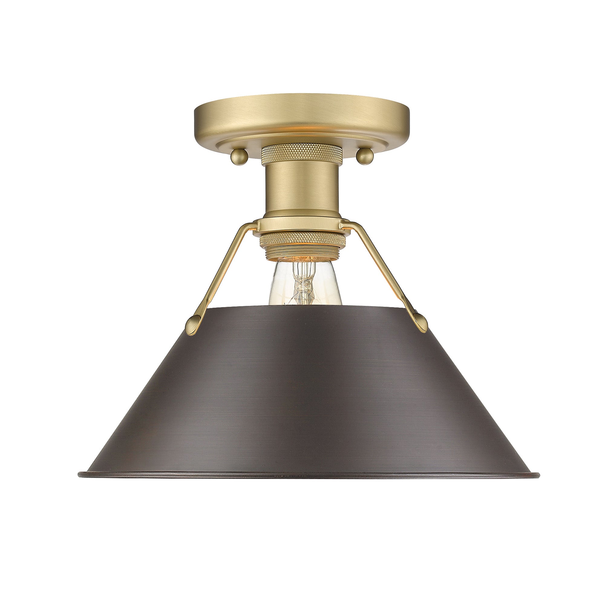 Orwell 1-Light Flush Mount in Brushed Champagne Bronze with Rubbed Bronze - - Golden Lighting