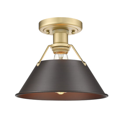 Orwell 1-Light Flush Mount in Brushed Champagne Bronze with Rubbed Bronze - Brushed Champagne Bronze / Rubbed Bronze / Bronze - Golden Lighting