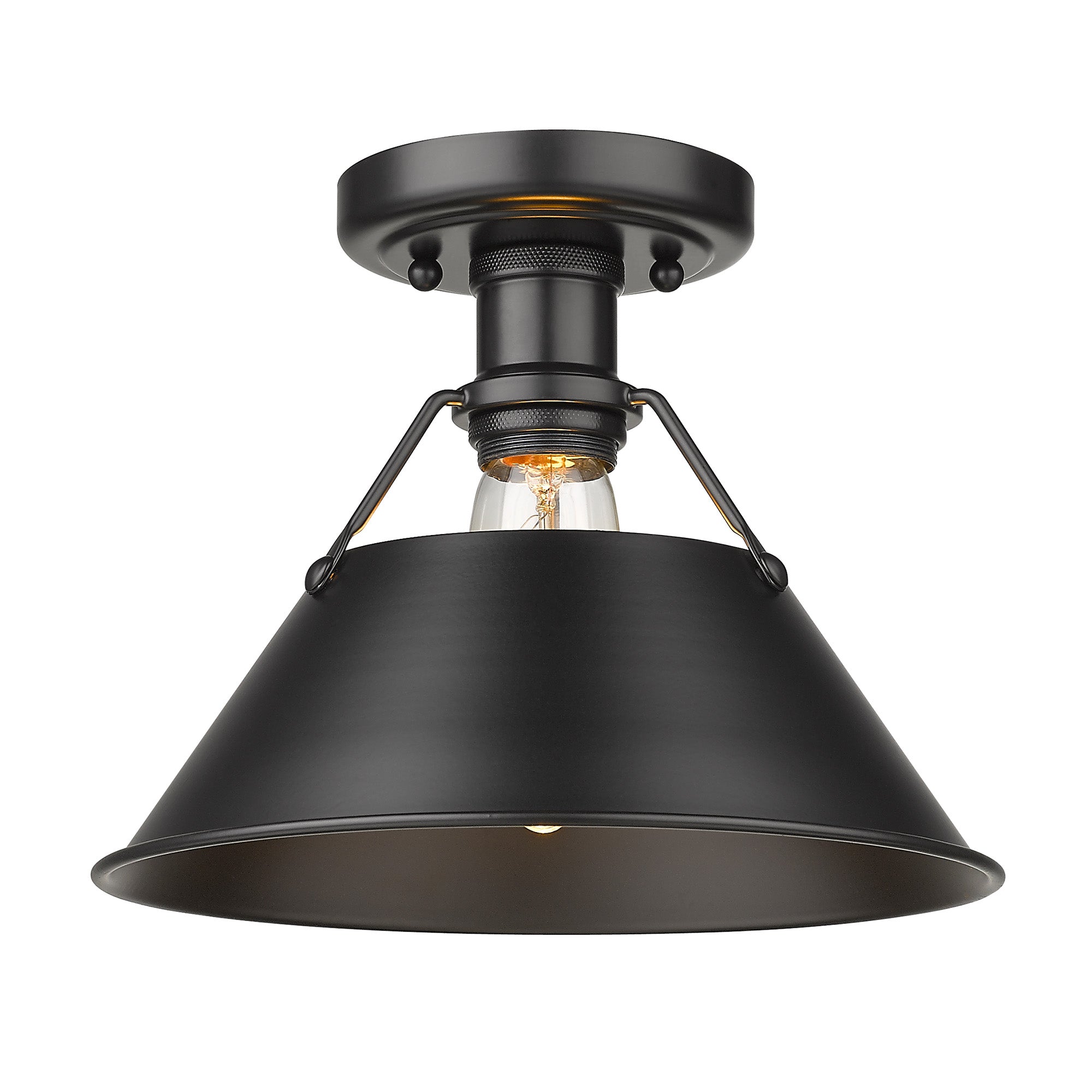 Orwell 1-Light Flush Mount in Matte Black - Matte Black / Matte Black / Black - Golden Lighting