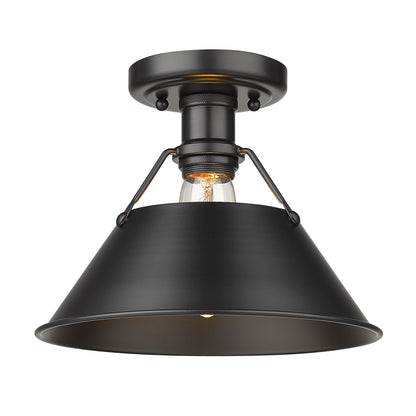 Orwell 1-Light Flush Mount in Matte Black - Matte Black / Matte Black / Black - Golden Lighting