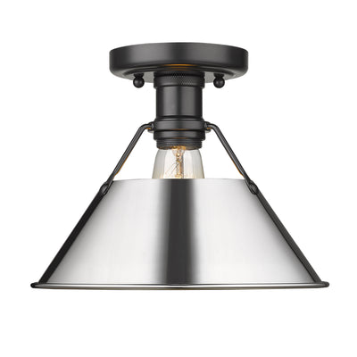 Yep by Golden Lighting Orwell 1-light Flush Mount in Matte Black and Chrome shade - Default Title - Golden Lighting