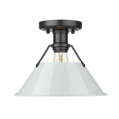 Yep by Golden Lighting Orwell 1-light Flush Mount in Matte Black and Dusky Blue shade - Default Title - Golden Lighting