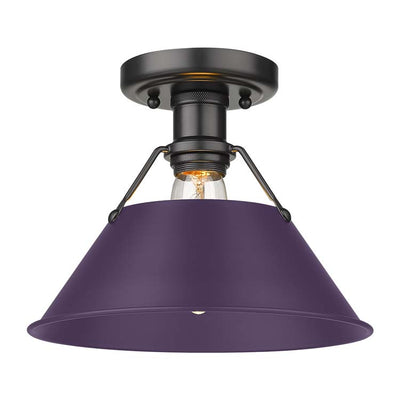 Yep by Golden Lighting Orwell 1-light Flush Mount in Matte Black and Exotic Purple shade - Default Title - Golden Lighting