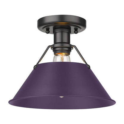 Yep by Golden Lighting Orwell 1-light Flush Mount in Matte Black and Exotic Purple shade