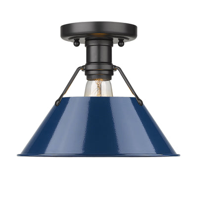 Yep by Golden Lighting Orwell 1-light Flush Mount in Matte Black and Navy Blue shade - Default Title - Golden Lighting
