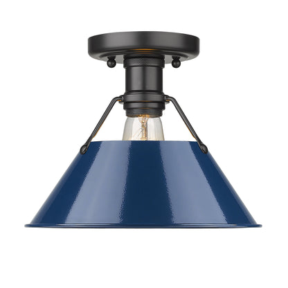 Yep by Golden Lighting Orwell 1-light Flush Mount in Matte Black and Navy Blue shade