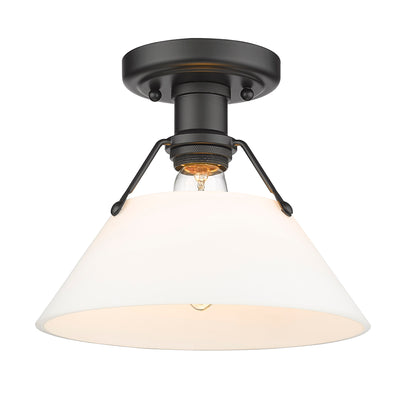 Yep by Golden Lighting Orwell 1-light Flush Mount in Matte Black and Opal Glass - Default Title - Golden Lighting