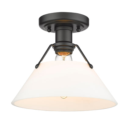 Orwell 1-Light Flush Mount in Matte Black with Opal Glass - - Golden Lighting