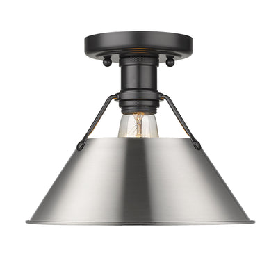 Yep by Golden Lighting Orwell 1-light Flush Mount in Matte Black and Pewter shade - Default Title - Golden Lighting