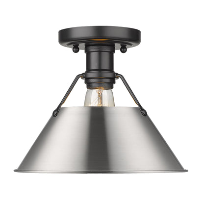 Orwell 1-Light Flush Mount in Matte Black with Pewter - - Golden Lighting