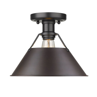 Yep by Golden Lighting Orwell 1-light Flush Mount in Matte Black and Rubbed Bronze shade - Default Title - Golden Lighting