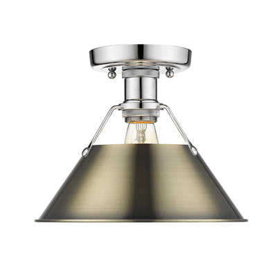 Yep by Golden Lighting Orwell 1-light Flush Mount in Chrome and Aged Brass shade - Default Title - Golden Lighting