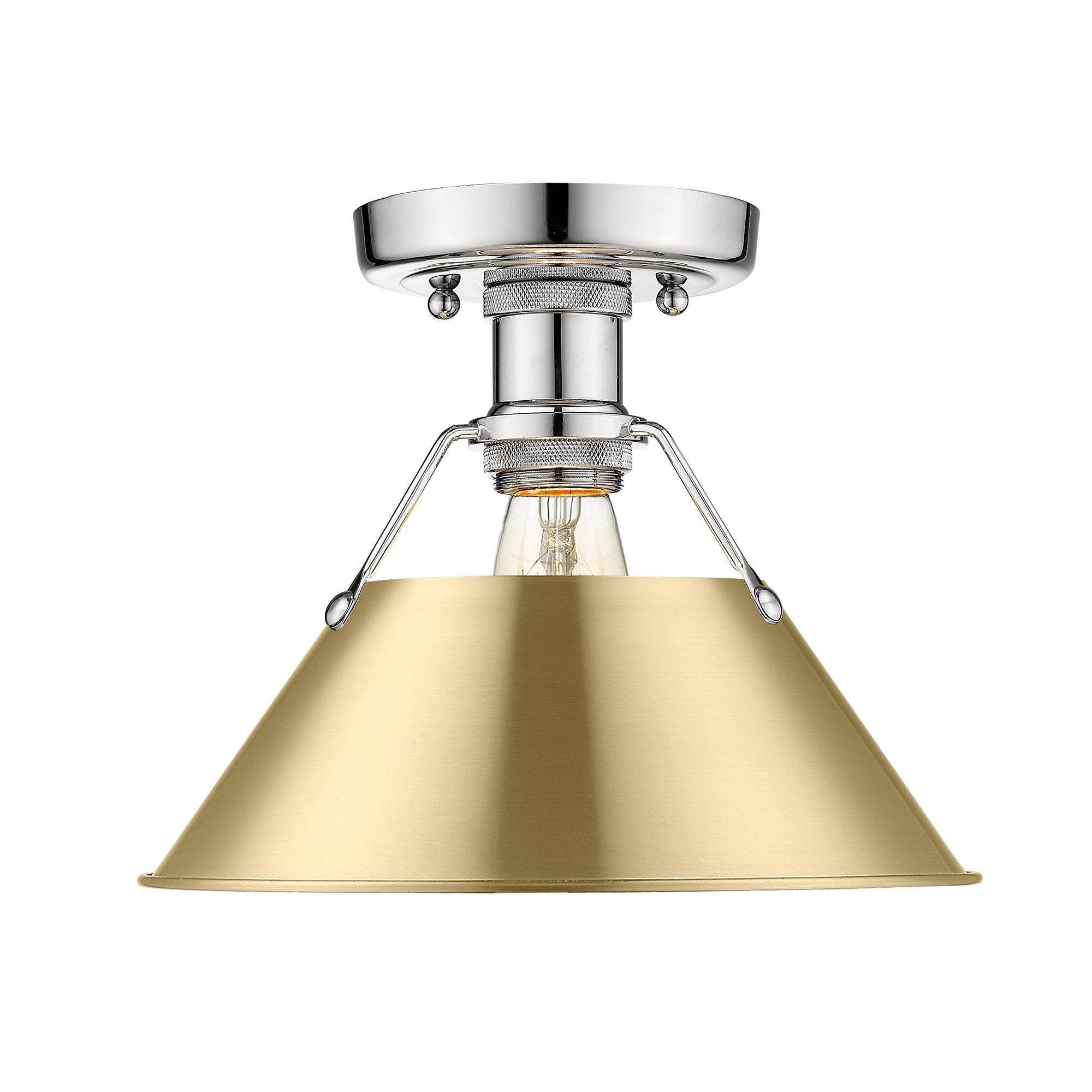 Orwell 1-Light Flush Mount in Chrome with Brushed Champagne Bronze - - Golden Lighting