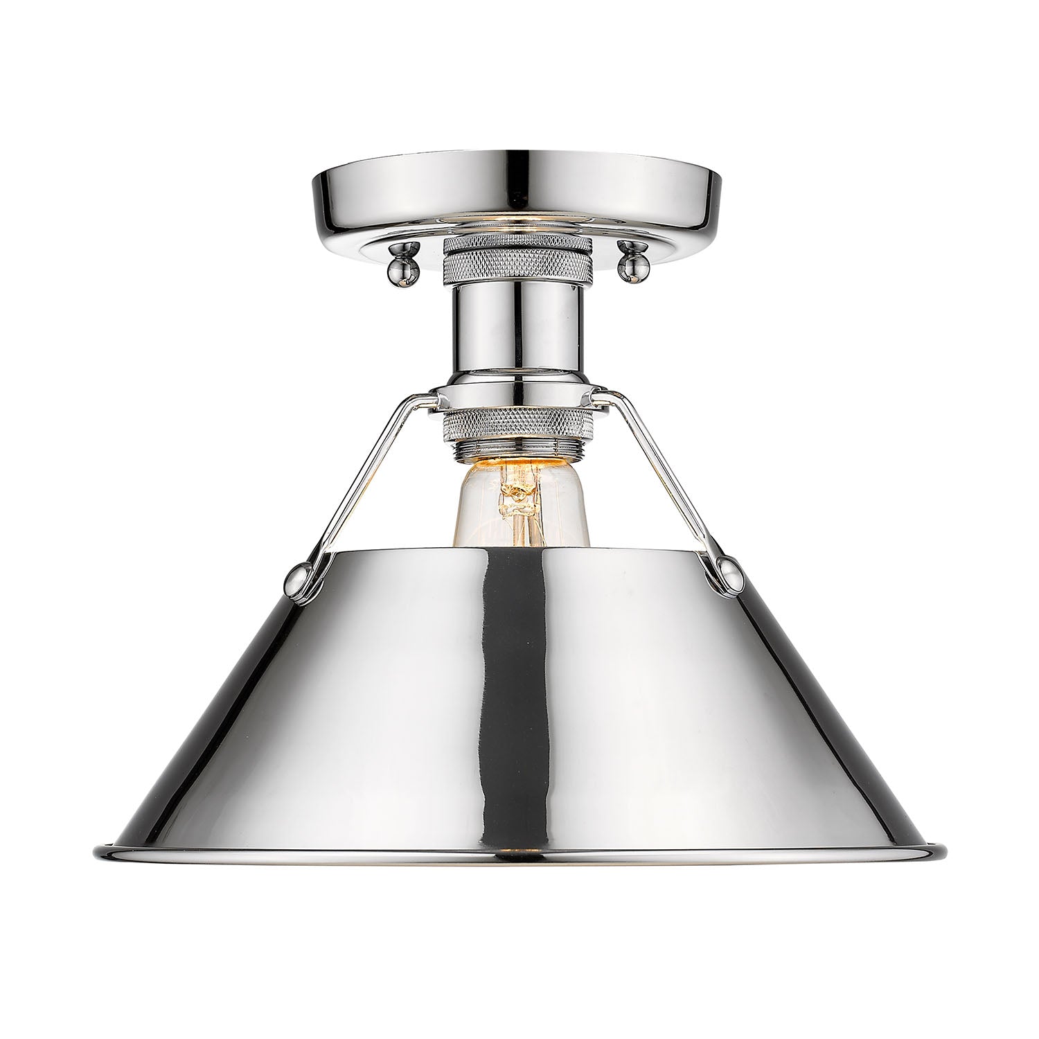 Orwell 1-Light Flush Mount in Chrome - - Golden Lighting