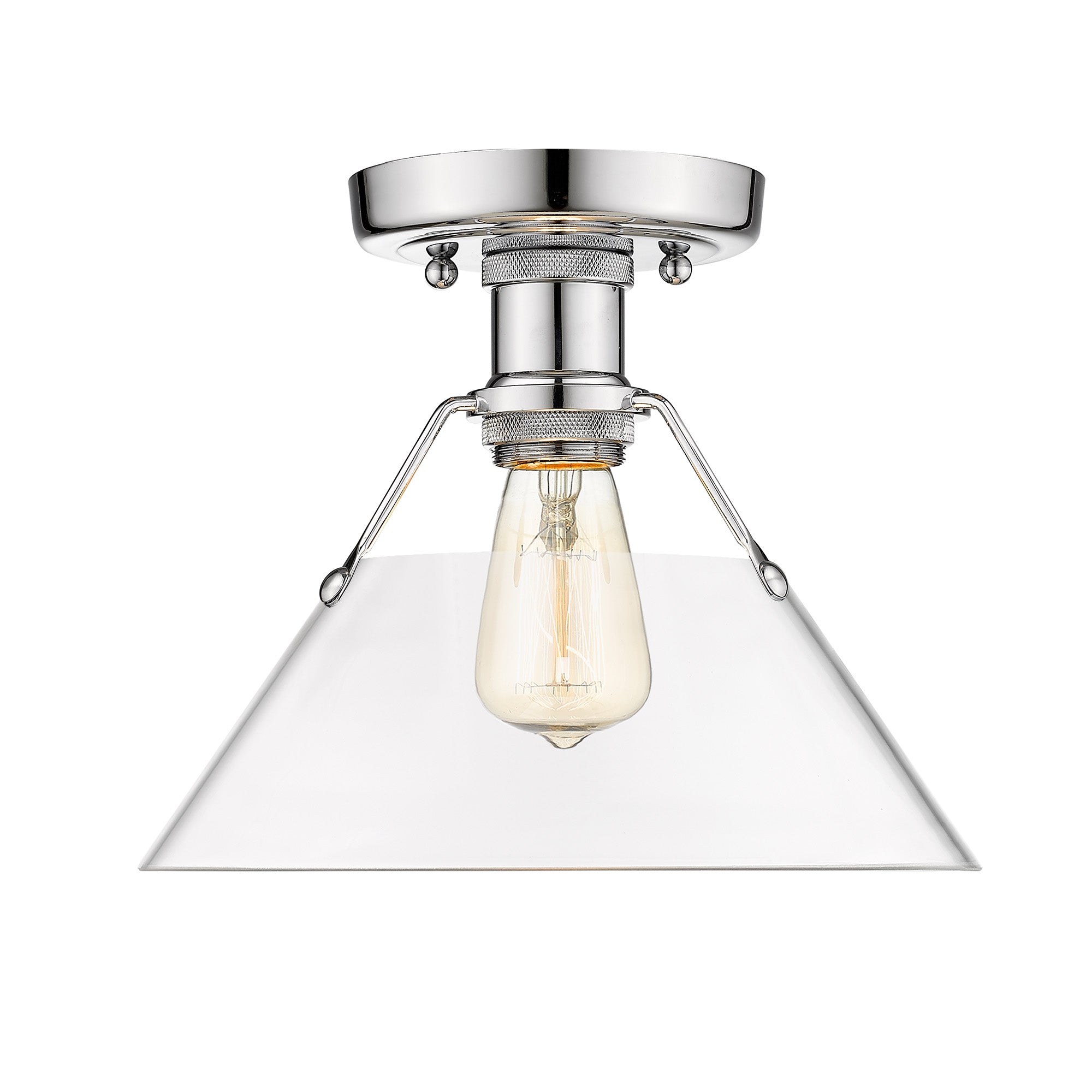 Orwell 1-Light Flush Mount in Chrome with Clear Glass - - Golden Lighting
