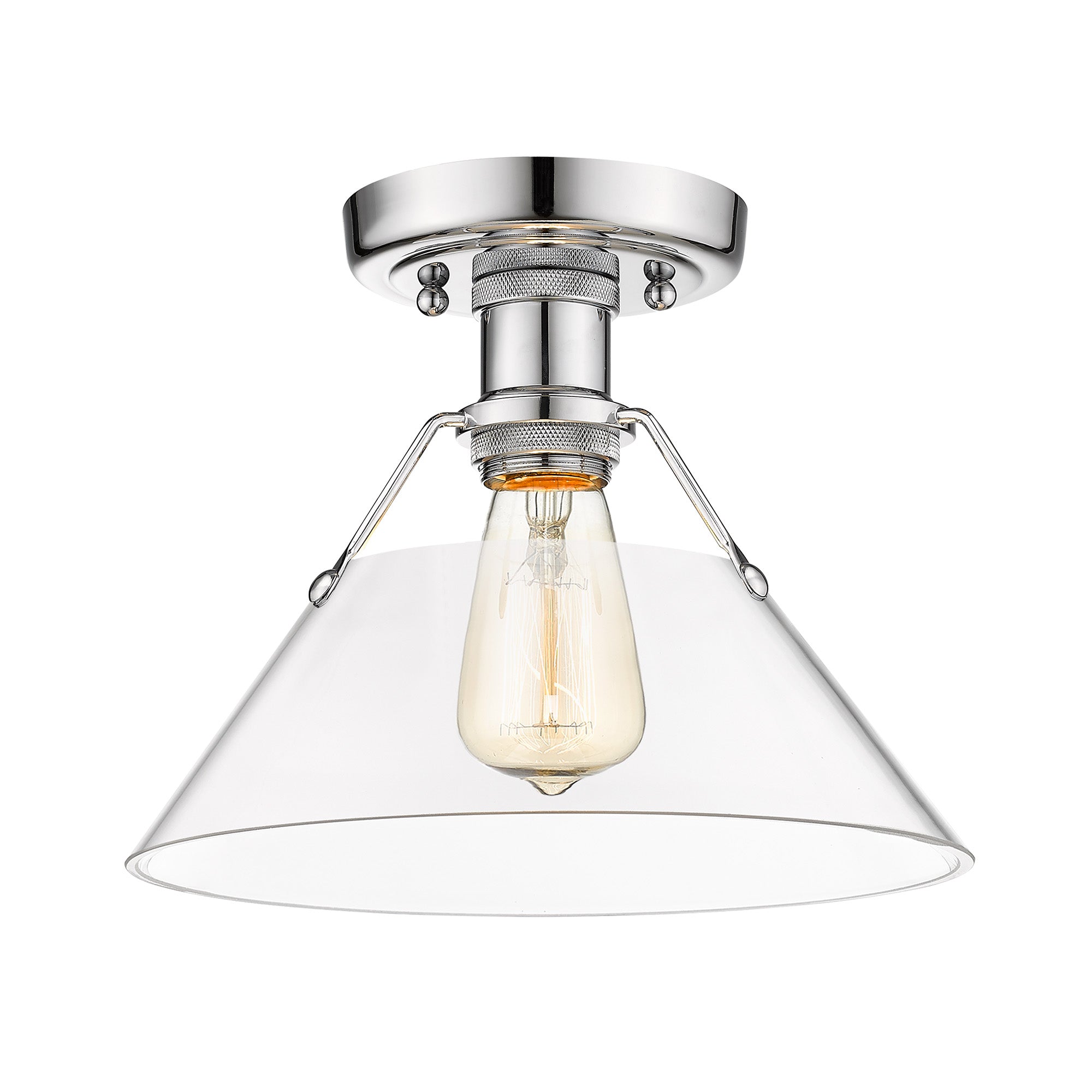 Orwell 1-Light Flush Mount in Chrome with Clear Glass - Default Title - Golden Lighting