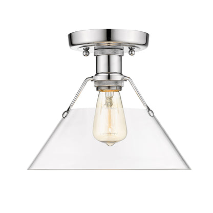 Orwell 1-Light Flush Mount in Chrome with Clear Glass - - Golden Lighting
