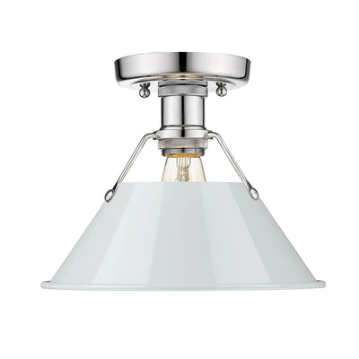 Yep by Golden Lighting Orwell 1-light Flush Mount in Chrome and Dusky Blue shade - Default Title - Golden Lighting