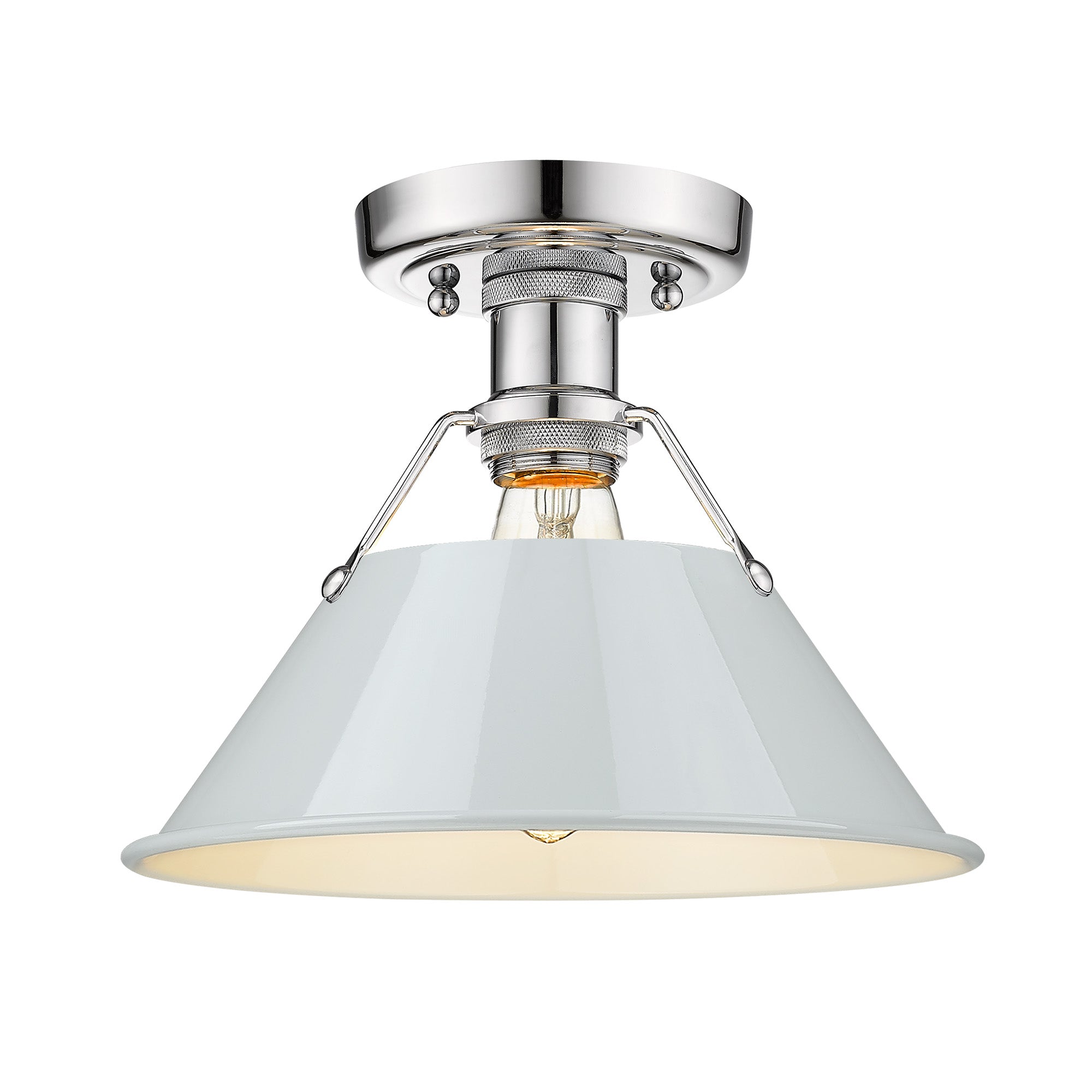 Orwell 1-Light Flush Mount in Chrome with Dusky Blue - Chrome / Dusky Blue / Blue - Golden Lighting