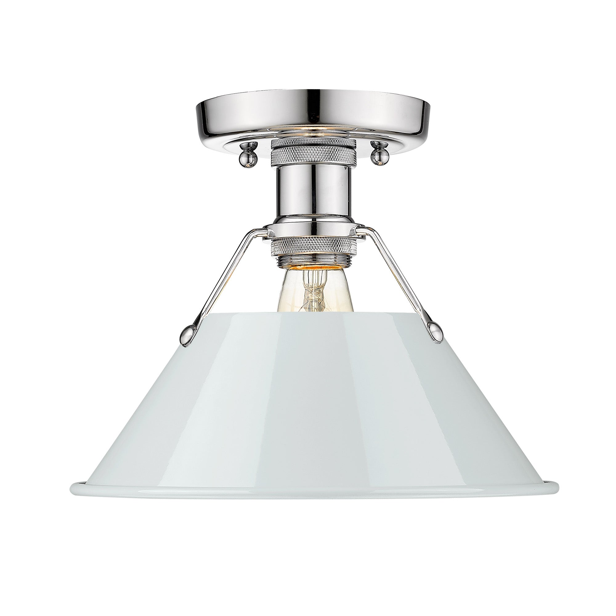 Orwell 1-Light Flush Mount in Chrome with Dusky Blue - - Golden Lighting