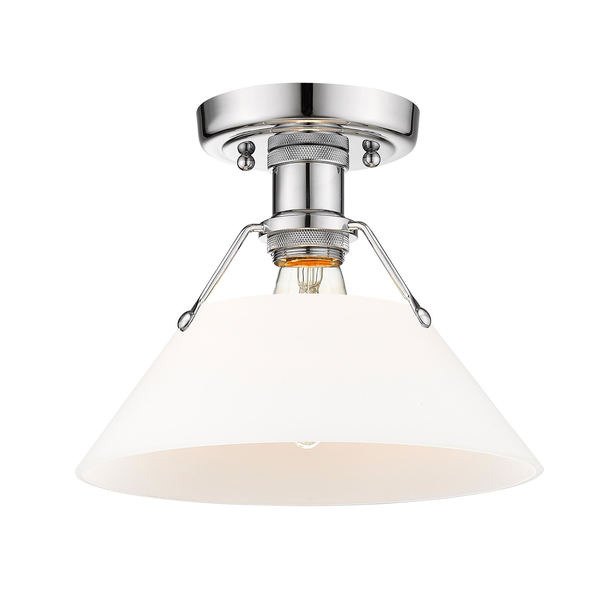 Orwell 1-Light Flush Mount in Chrome with Opal Glass - Default Title - Golden Lighting