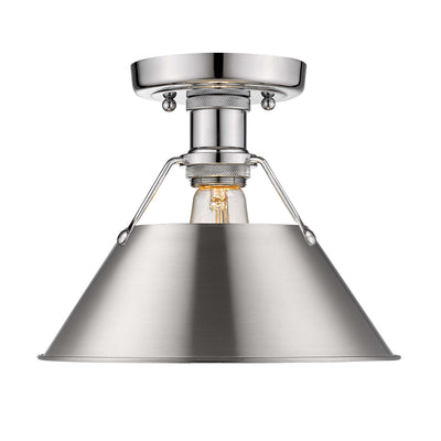 Yep by Golden Lighting Orwell 1-light Flush Mount in Chrome and Pewter shade - Default Title - Golden Lighting