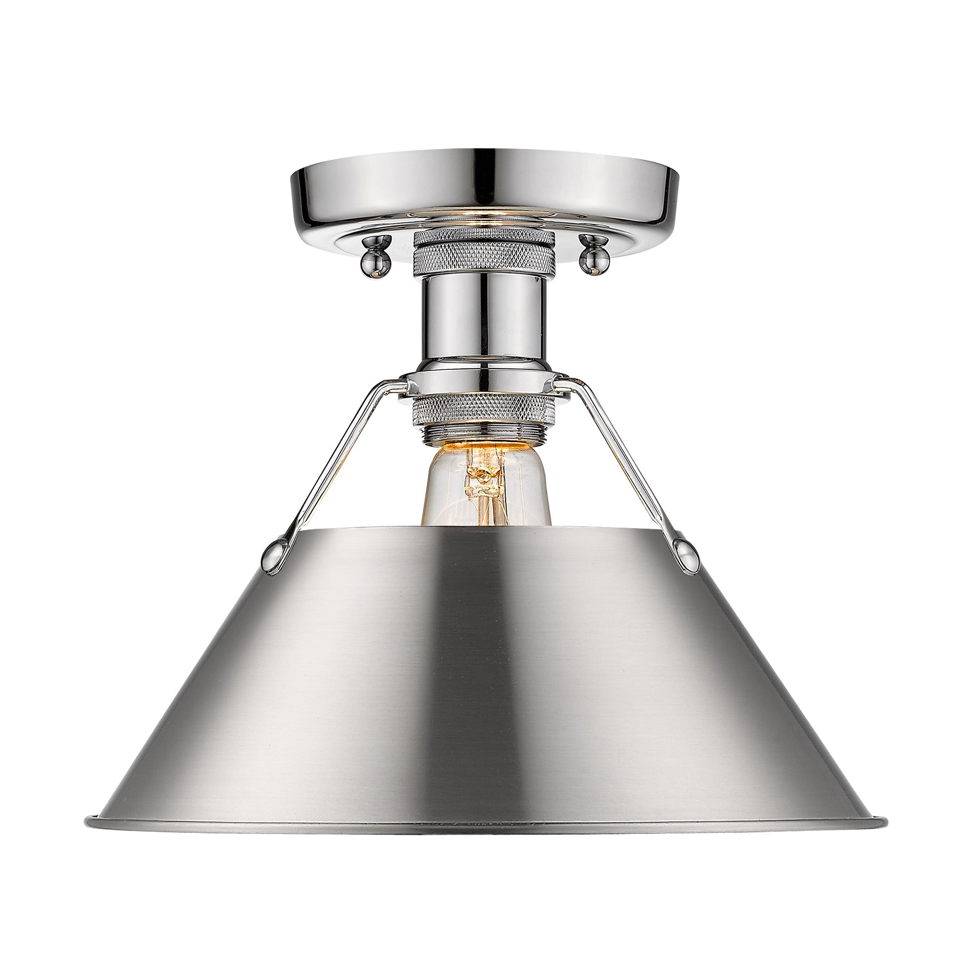 Orwell 1-Light Flush Mount in Chrome with Pewter - - Golden Lighting