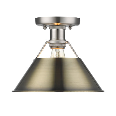 Yep by Golden Lighting Orwell 1-light Flush Mount in Pewter and Aged Brass shade - Default Title - Golden Lighting
