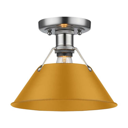 Yep by Golden Lighting Orwell 1-light Flush Mount in Pewter and Auric Yellow shade