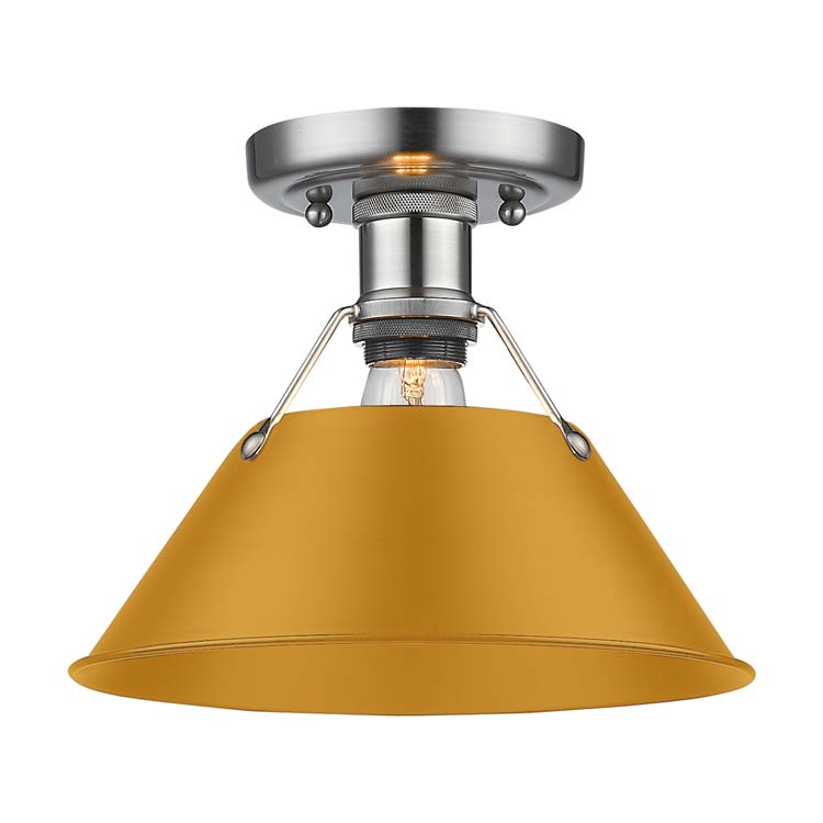 Yep by Golden Lighting Orwell 1-light Flush Mount in Pewter and Auric Yellow shade