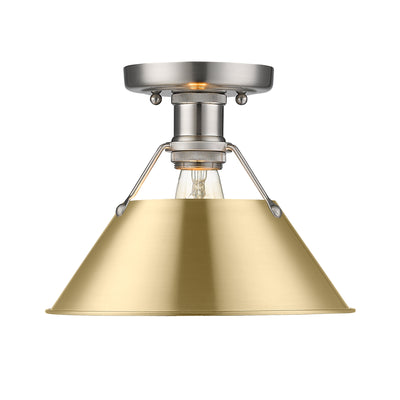 Yep by Golden Lighting Orwell 1-light Flush Mount in Pewter and Brushed Champagne Brass shade - Default Title - Golden Lighting